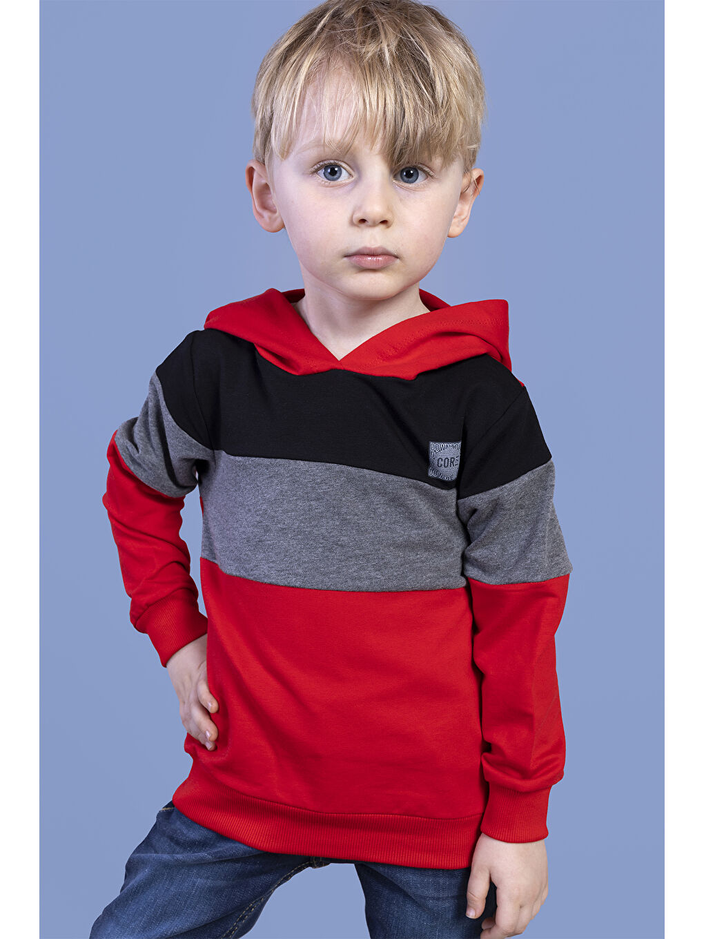 Toontoykids Kırmızı Erkek Çocuk Kapüşonlu Garni Detaylı Sweatshirt