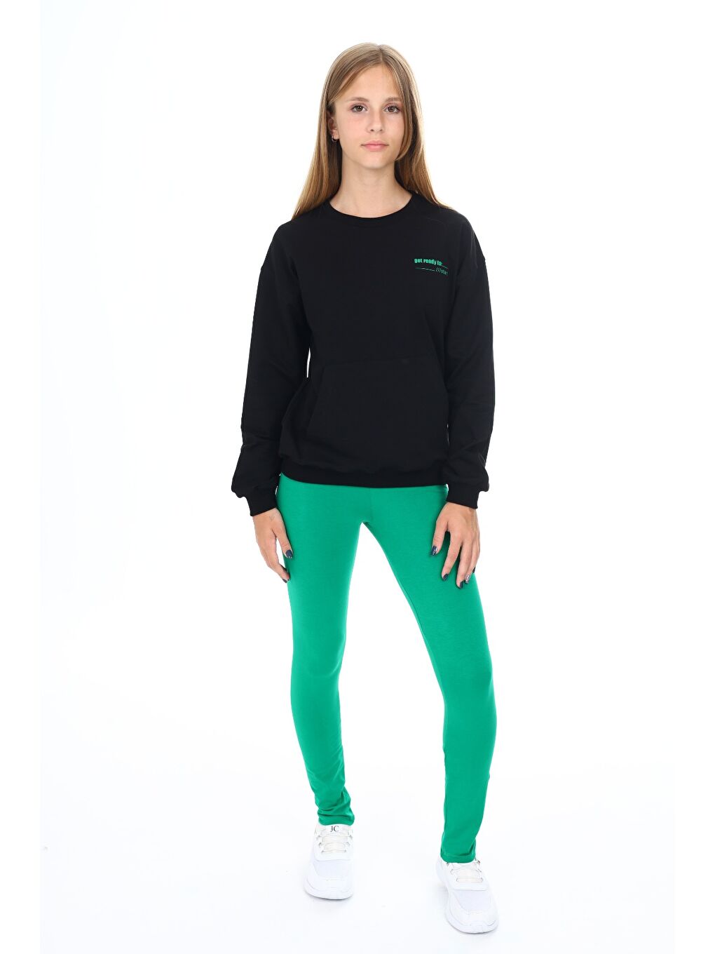 Siyah Kız Çocuk Baskılı Taytlı Takım-3