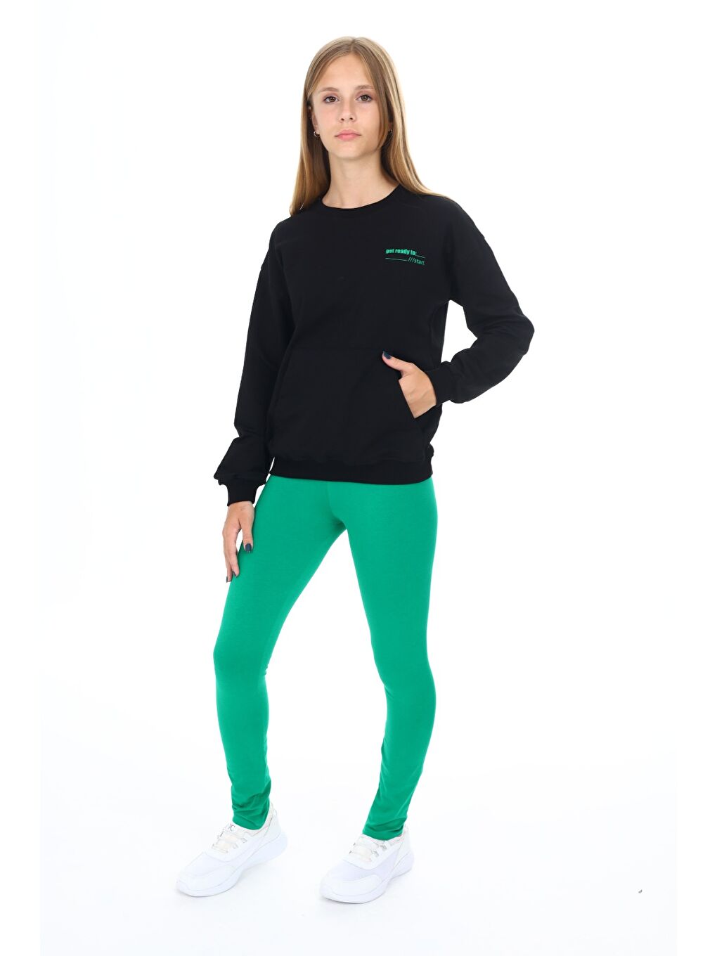 Siyah Kız Çocuk Baskılı Taytlı Takım-4