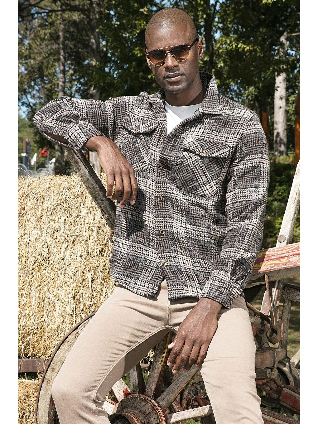 Kahverengi Desenli Regular Fit Çift Cepli Oduncu Kışlık Gömlek CF24W197135