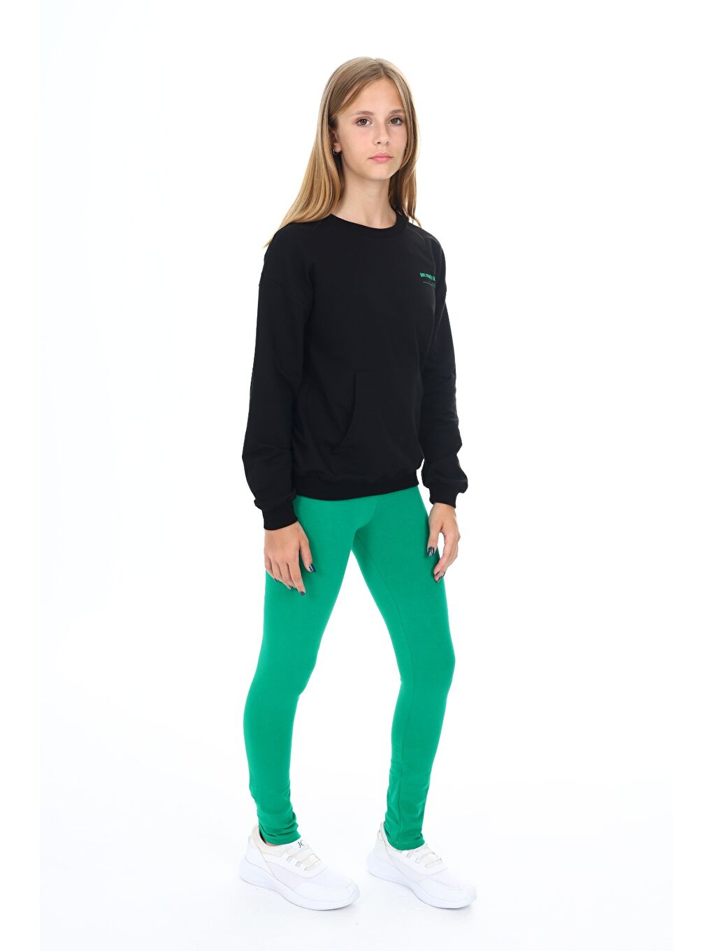 Siyah Kız Çocuk Baskılı Taytlı Takım-5