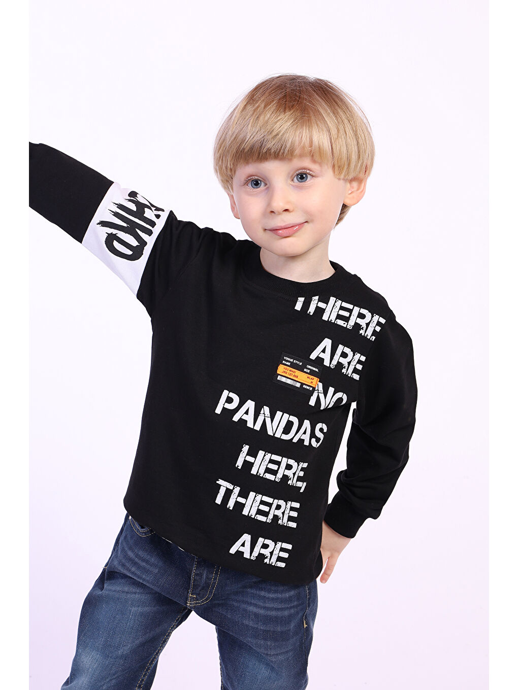 Toontoykids Siyah Erkek Çocuk Ön Ve Kol Baskılı Sweatshirt