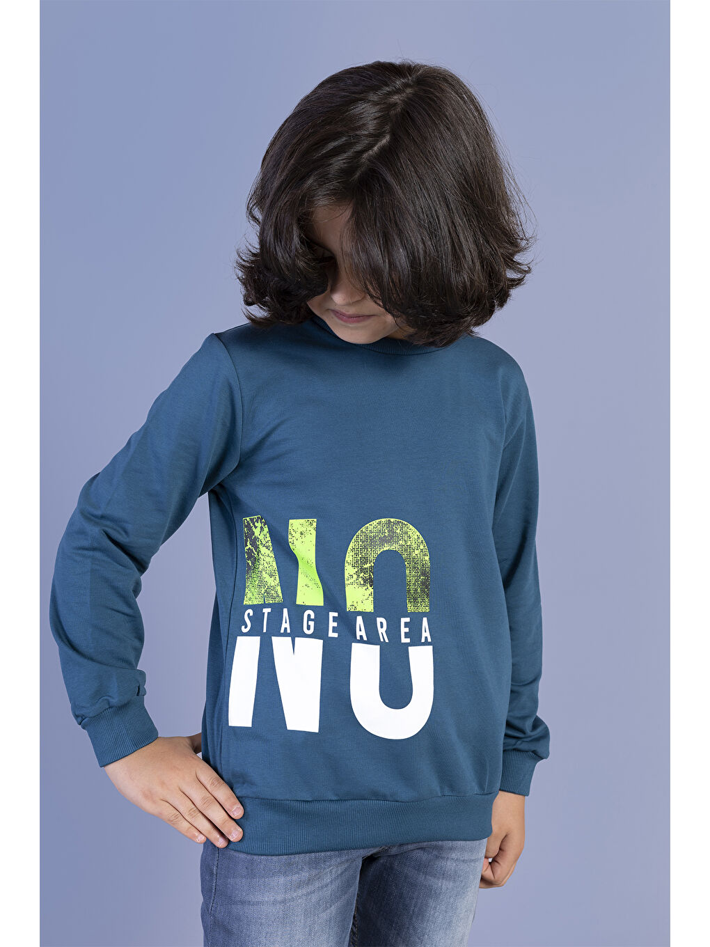 Toontoykids Petrol Erkek Çocuk  Baskılı Sweatshirt