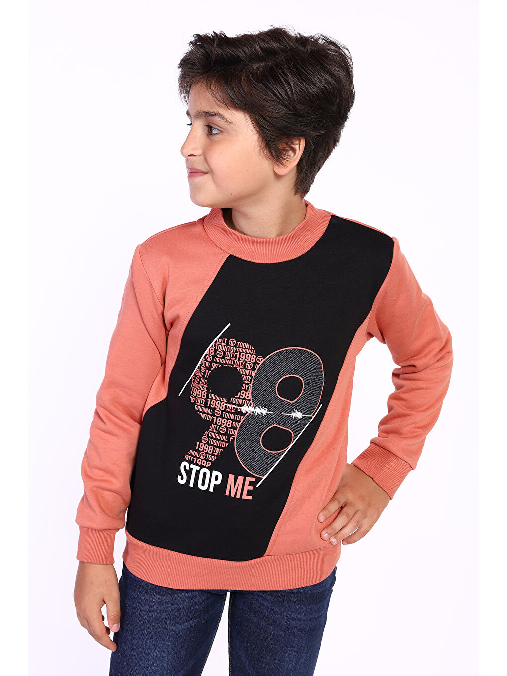 Toontoykids Kahverengi Erkek Çocuk Baskılı Sweatshirt