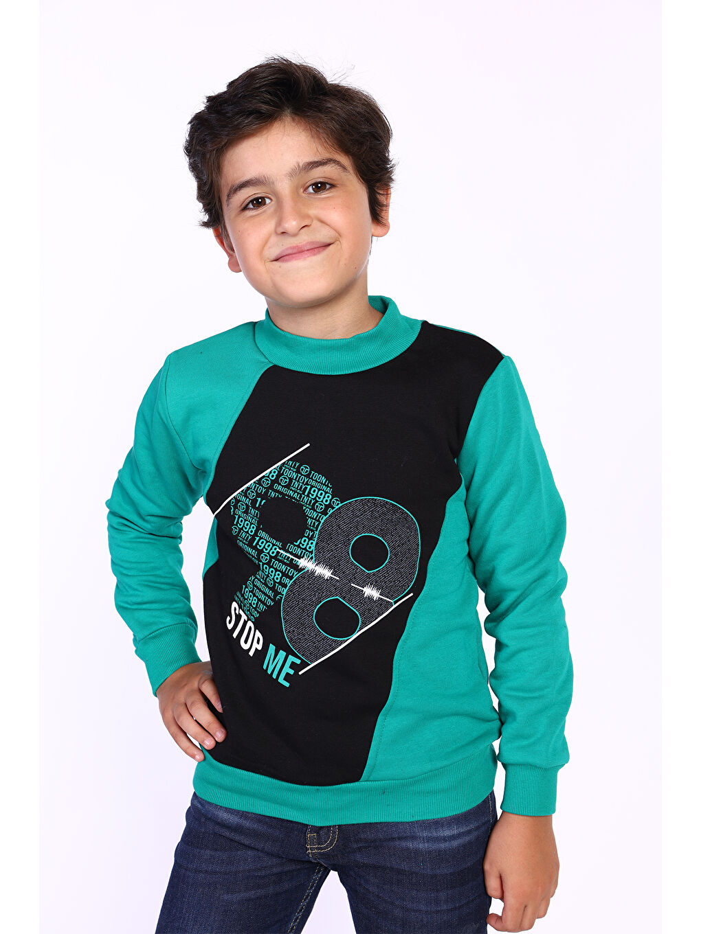 Toontoykids Yeşil Erkek Çocuk Baskılı Sweatshirt