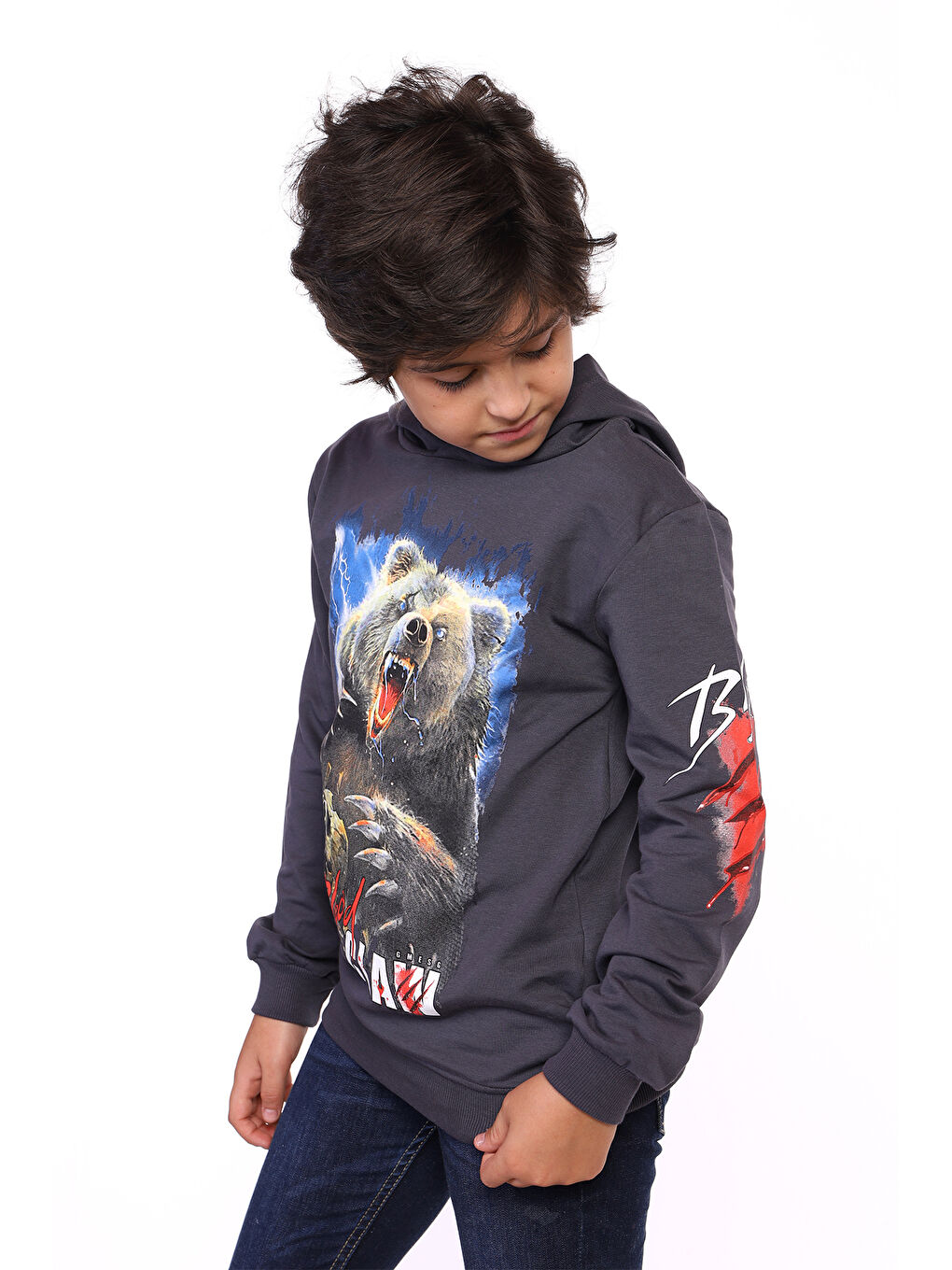 Toontoykids Gri Erkek Çocuk Baskılı Sweatshirt