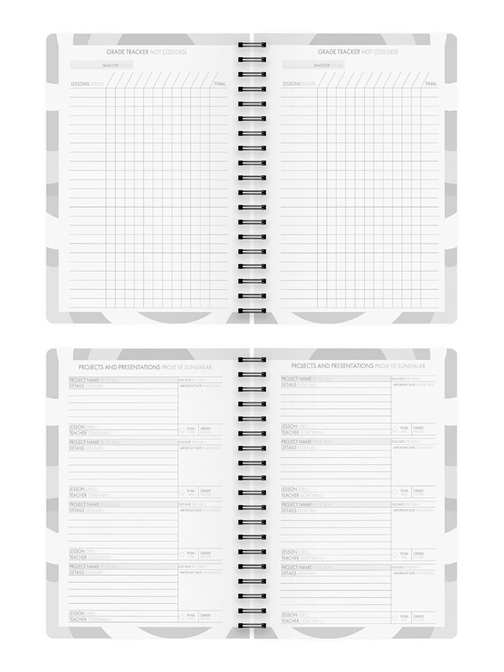 LE COLOR Gri Akademik Ajanda 17x24 cm Spiralli 24/25 Empire Gri - 4