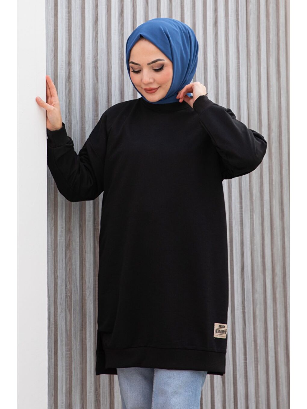 Armalı Yırtmaç Detaylı Vortex Tunik Siyah - 27952-SIYAH-2