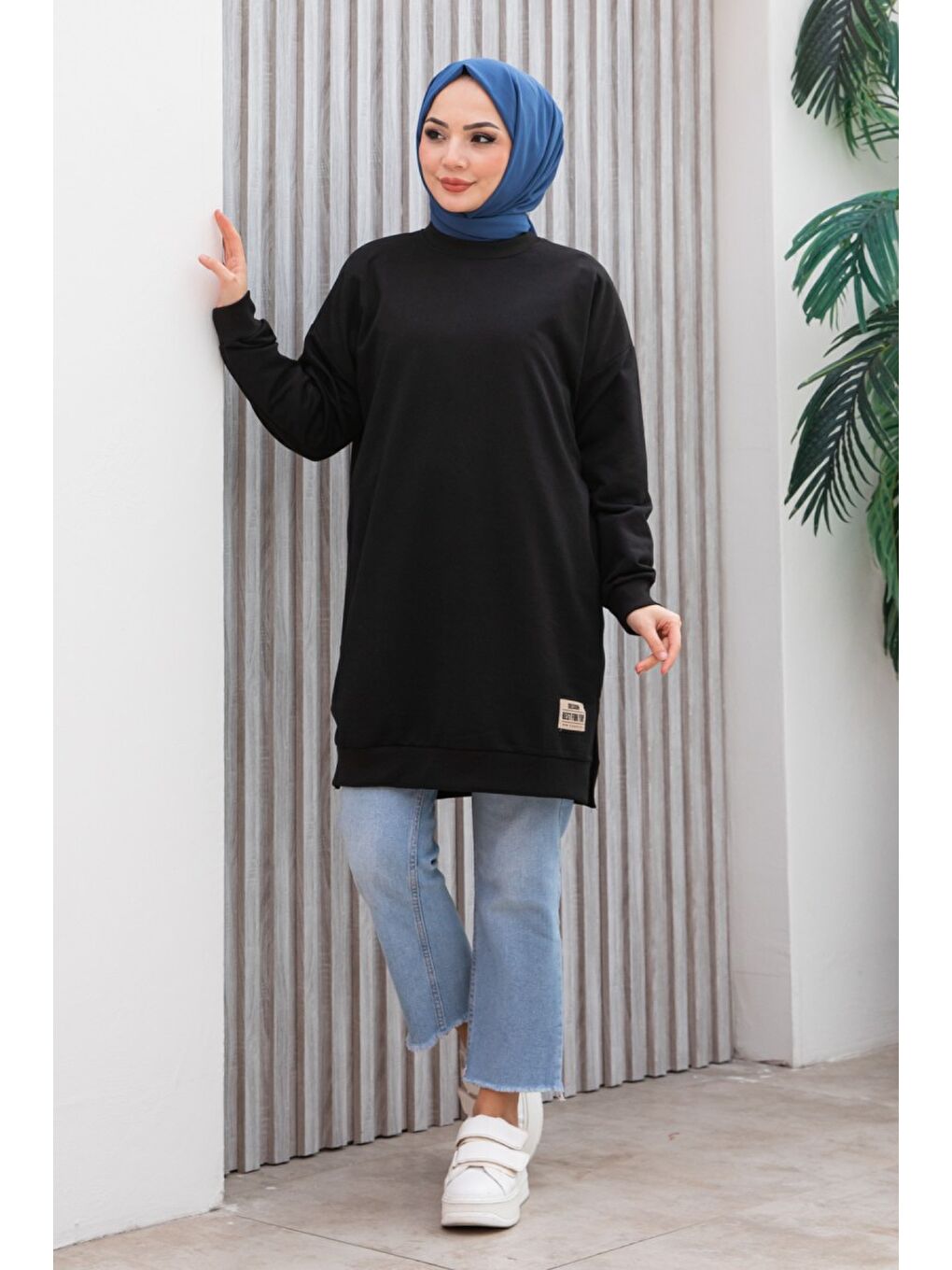 Armalı Yırtmaç Detaylı Vortex Tunik Siyah - 27952-SIYAH-3