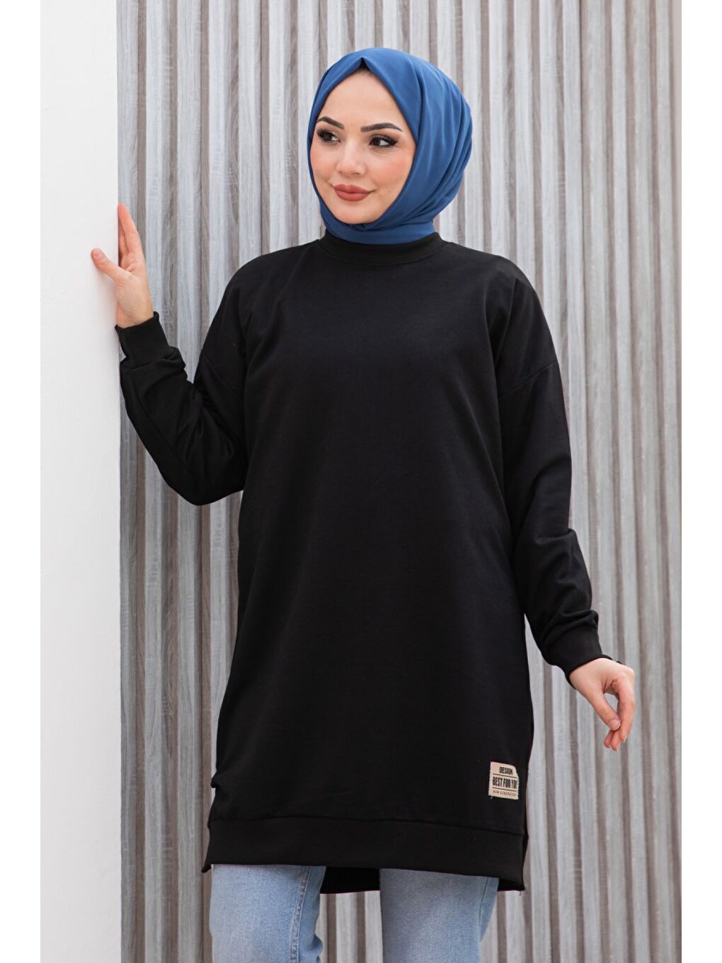 Armalı Yırtmaç Detaylı Vortex Tunik Siyah - 27952-SIYAH-4