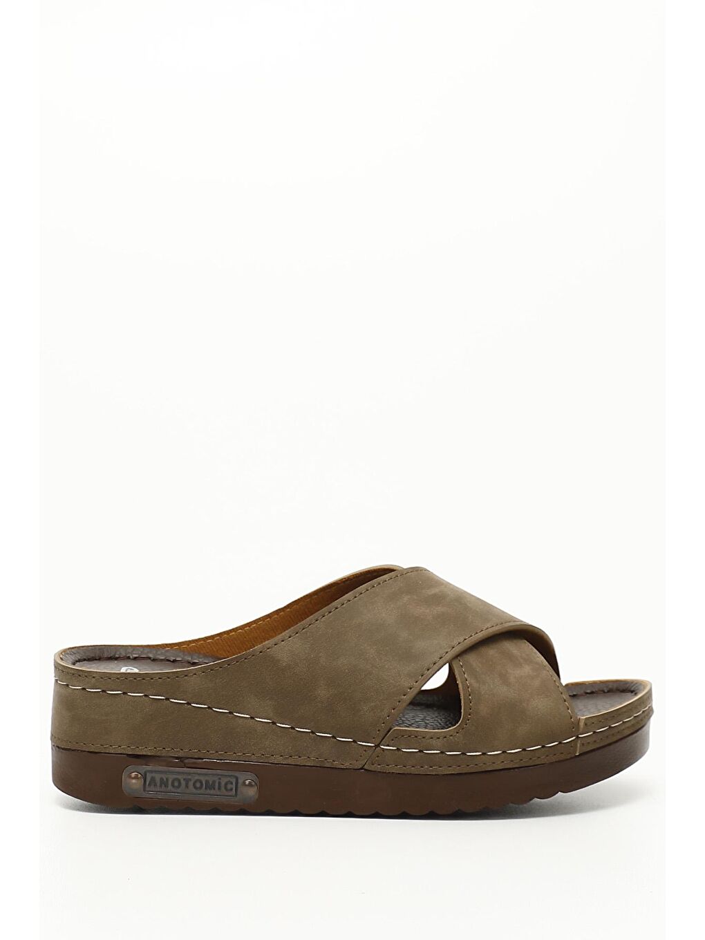 Bej VİZON  Çapraz Bantlı Kadın Günlük Terlik 34059