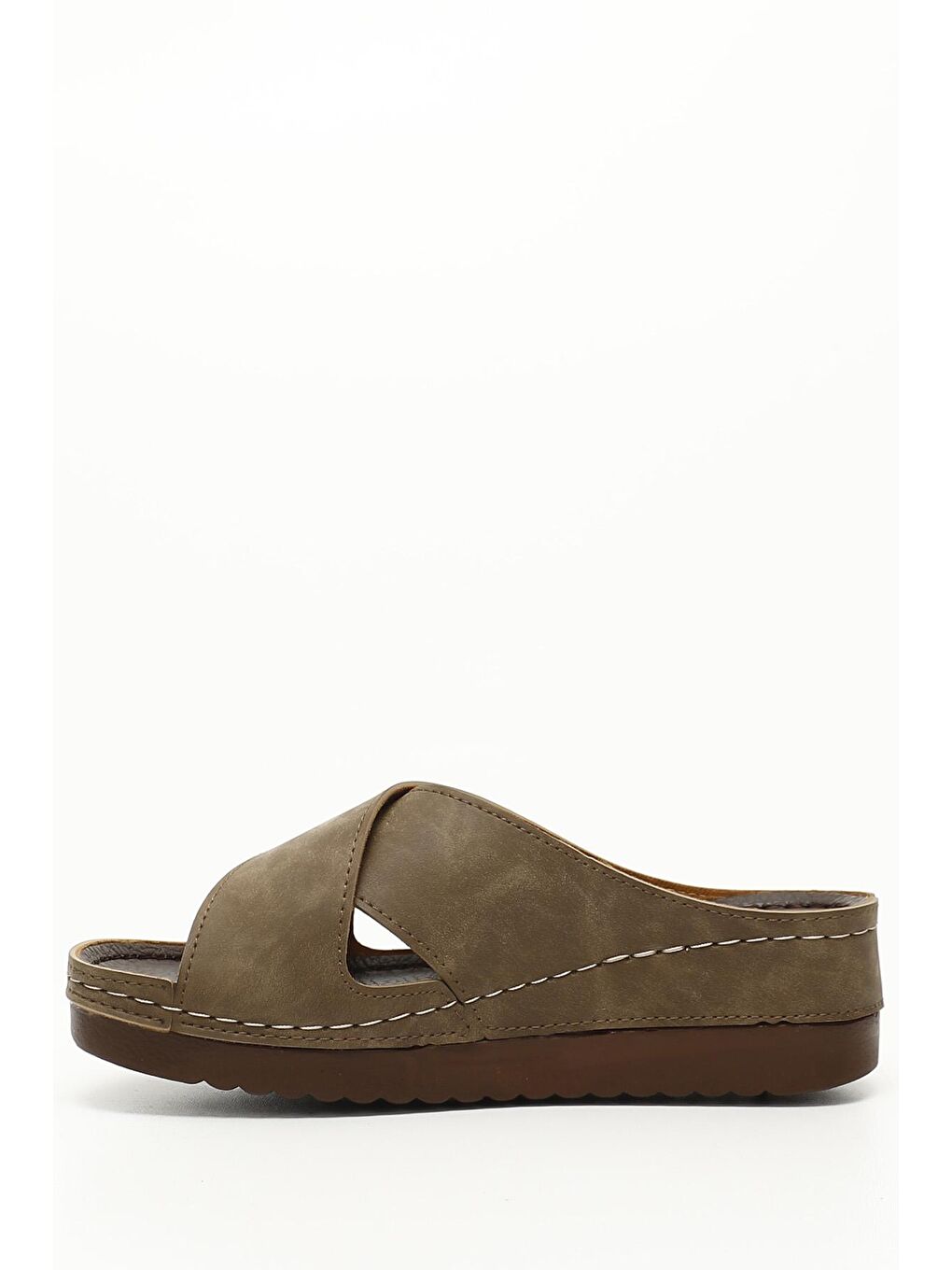 Bej VİZON  Çapraz Bantlı Kadın Günlük Terlik 34059-2