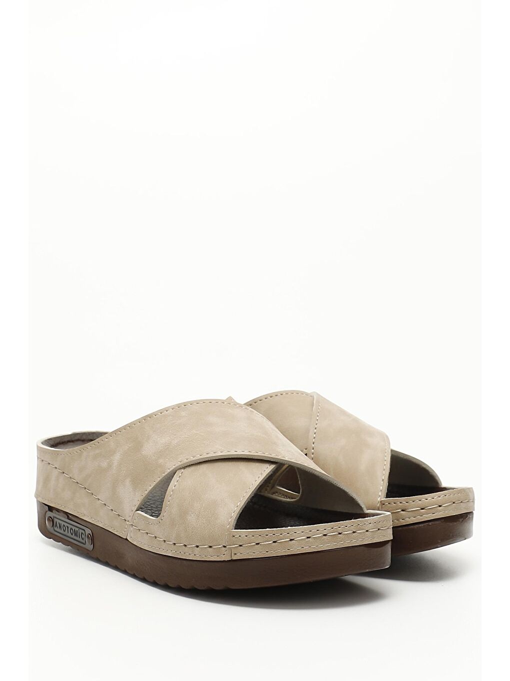 Bej BEJ  Çapraz Bantlı Kadın Günlük Terlik 34059-1