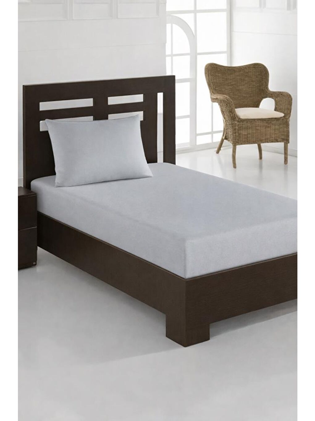 Bella Tek Kişilik 120x200 cm Lastikli Çarşaf Takımı Açık Gri