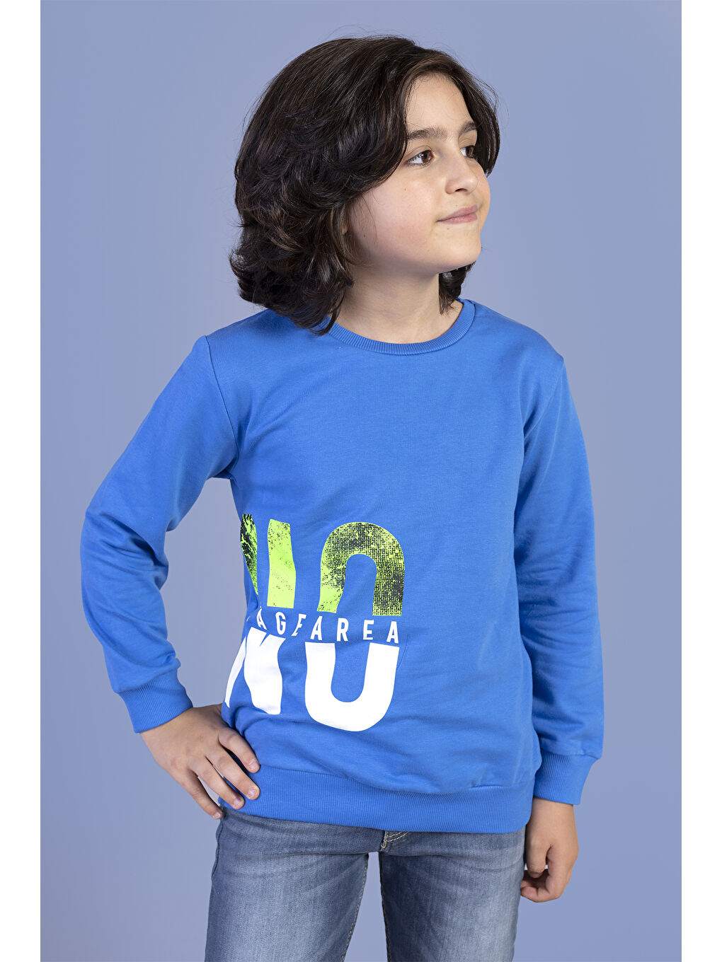 Toontoykids Mavi Erkek Çocuk  Baskılı Sweatshirt