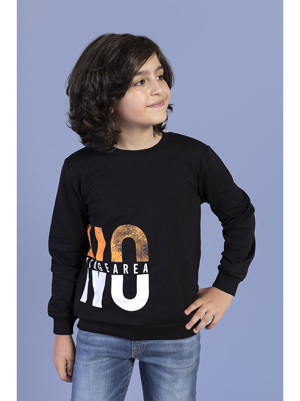 Toontoykids Siyah Erkek Çocuk  Baskılı Sweatshirt