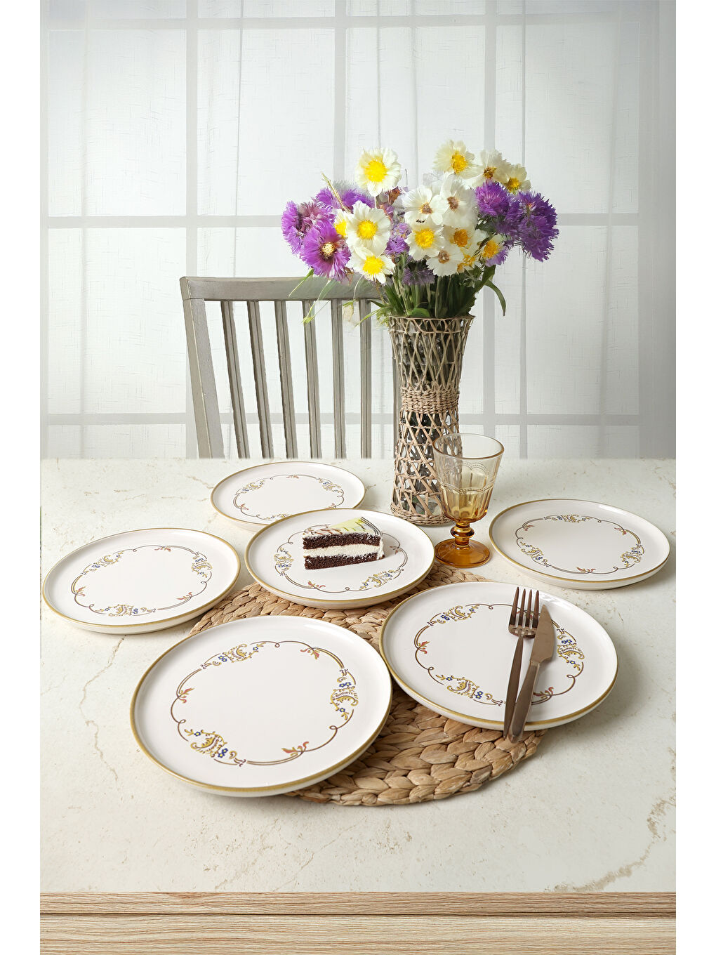 Karışık Bronze Bloom Nordic Pasta Tabağı 22 Cm 6 Adet-2