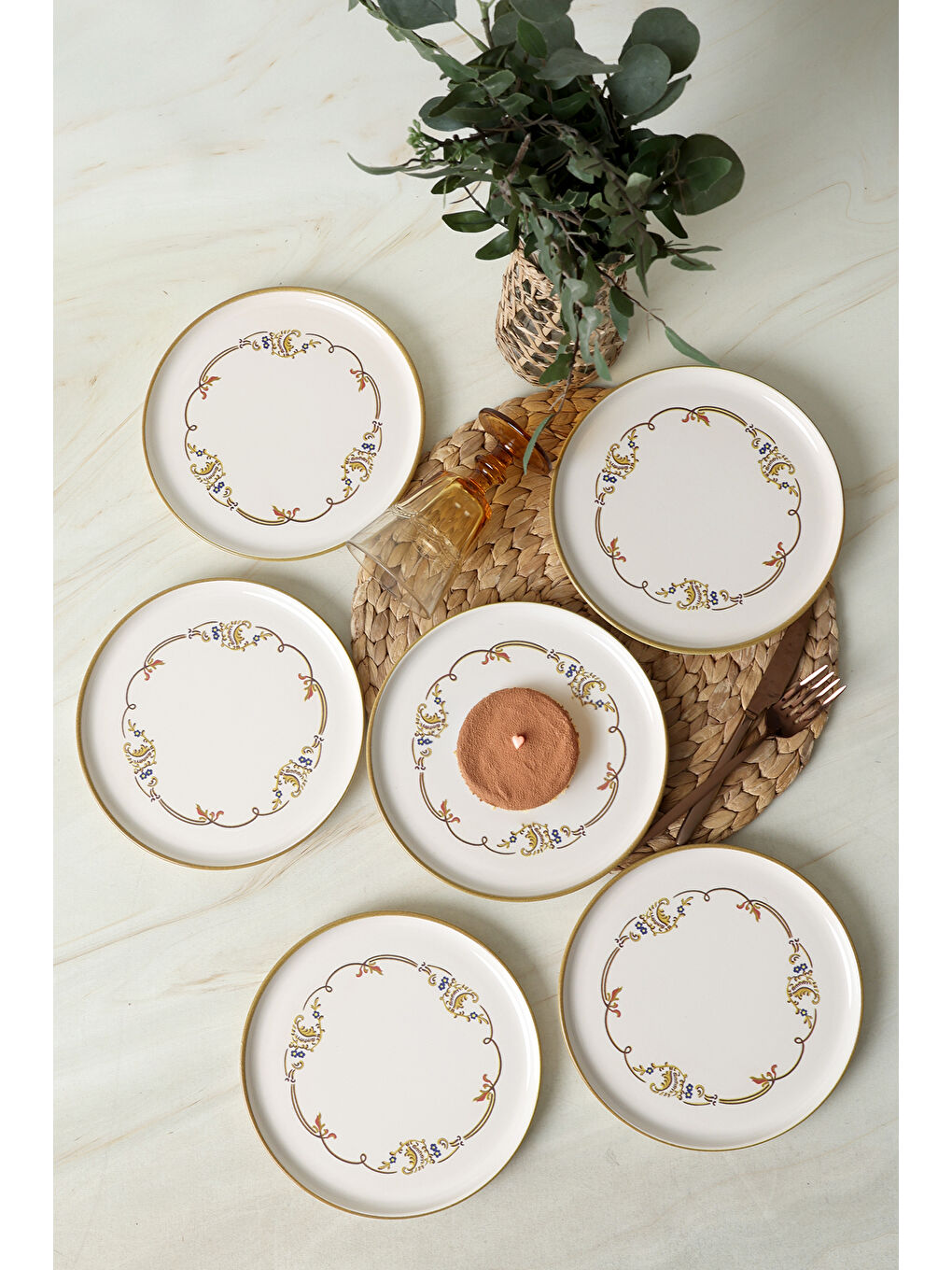 Karışık Bronze Bloom Nordic Pasta Tabağı 22 Cm 6 Adet-5