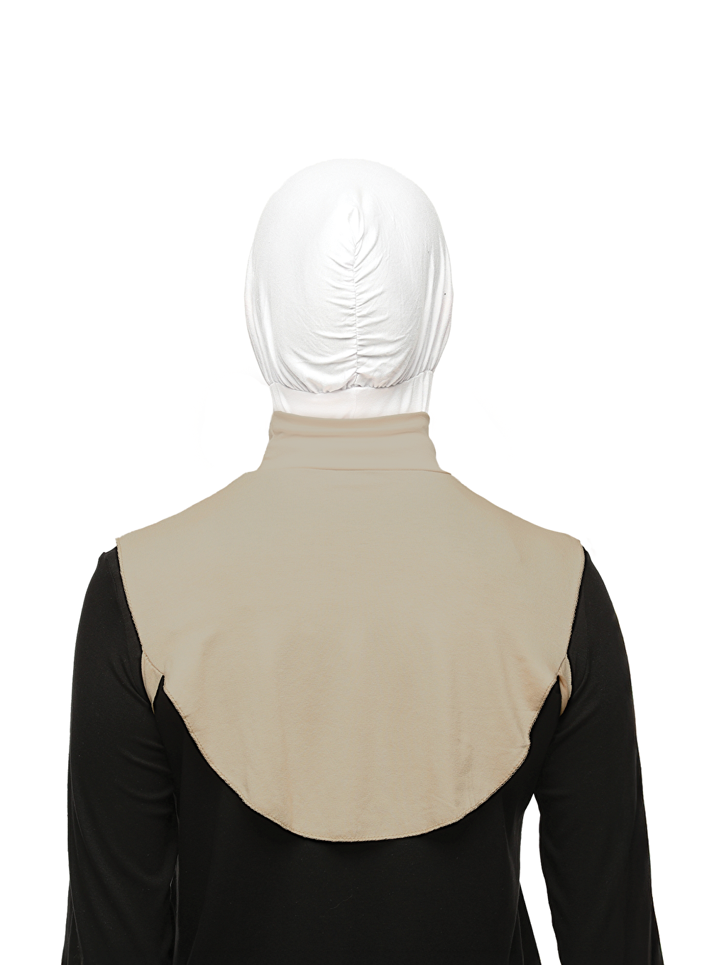 Bej Düz Balıkçı Yaka Boğazlı Penye Tesettür Boyunluk-4