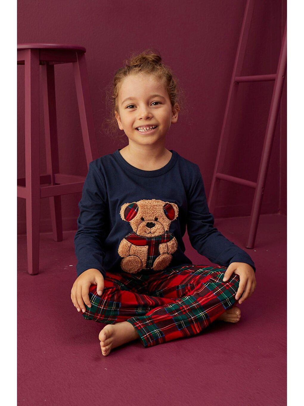 Lacivert Pamuklu Pijama Takım ELZ-1101-83-1