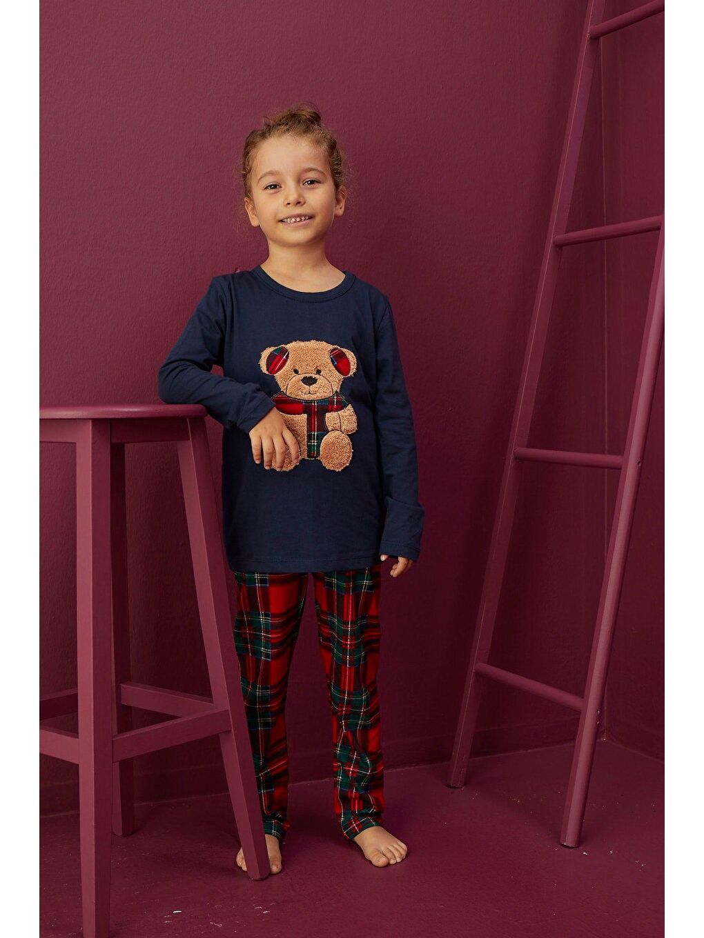 Lacivert Pamuklu Pijama Takım ELZ-1101-83-2