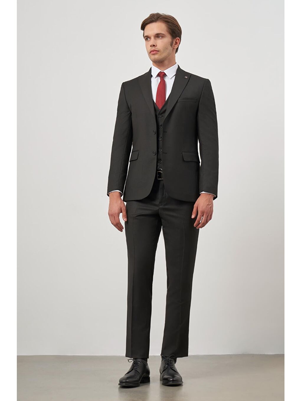 Siyah Kılıç Yaka Yelekli 6 Drop Slim Fit Classic Takım Elbise 1001245155-2