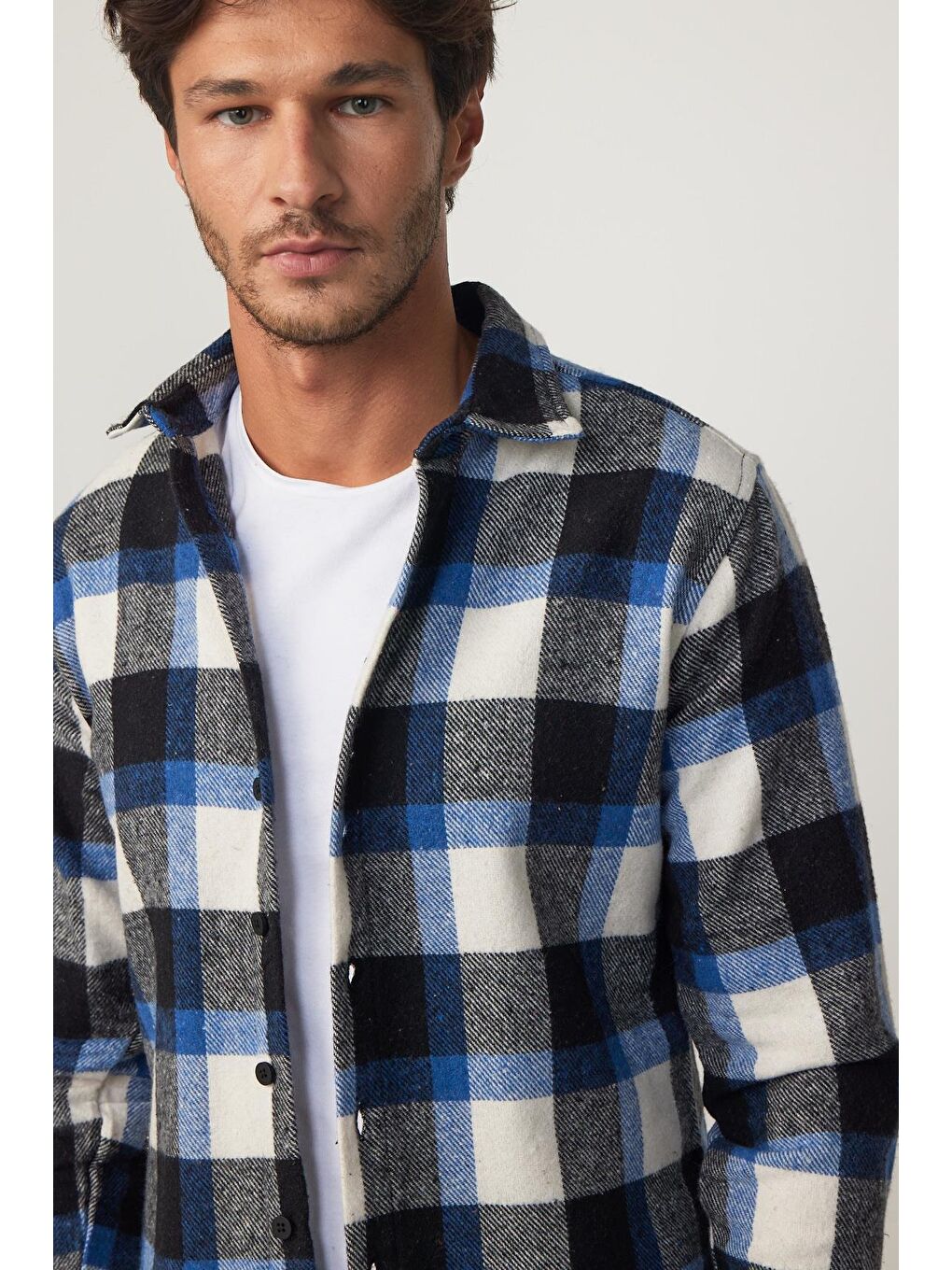 Karışık Slim Fit Dar Kesim Kareli Oduncu Erkek Gömlek