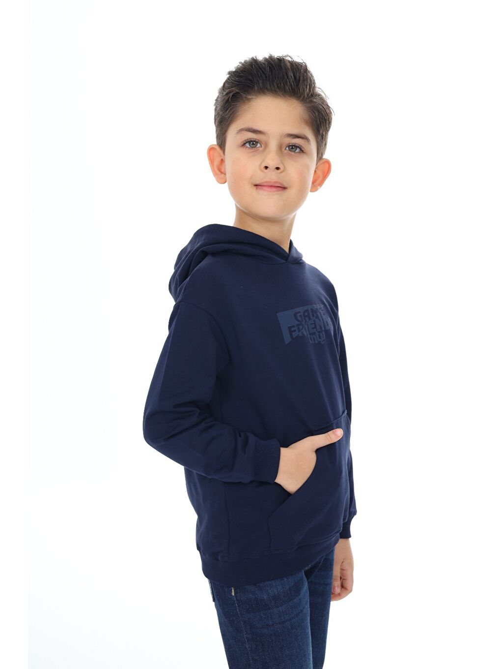 Lacivert Erkek Çocuk Baskılı Sweatshirt-1