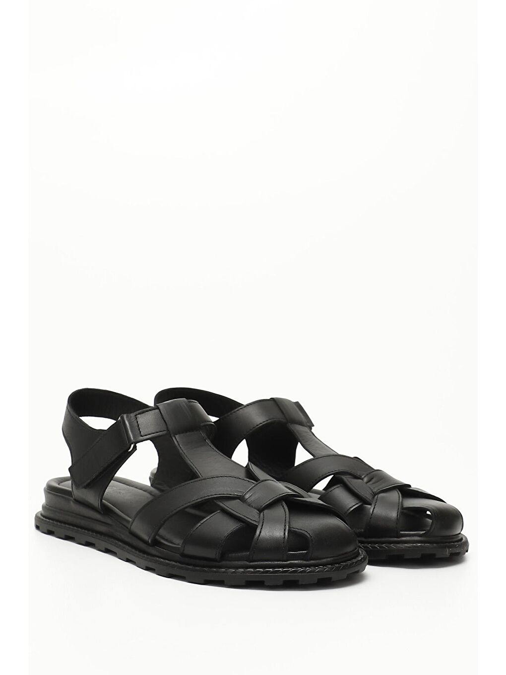 Siyah SİYAH  Hakiki Deri Dolgu Taban Kadın Sandalet 45055-1