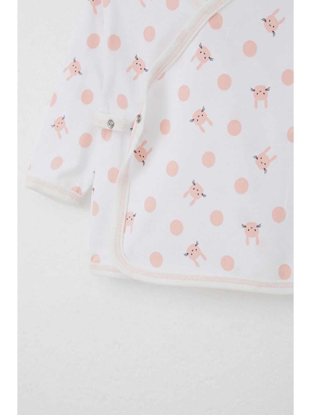 Yenidoğan Bebek İç Dış Çıtçıtlı 2 Li Zıbın Tavşan Desenli Ekru (0-3 Ay)-3