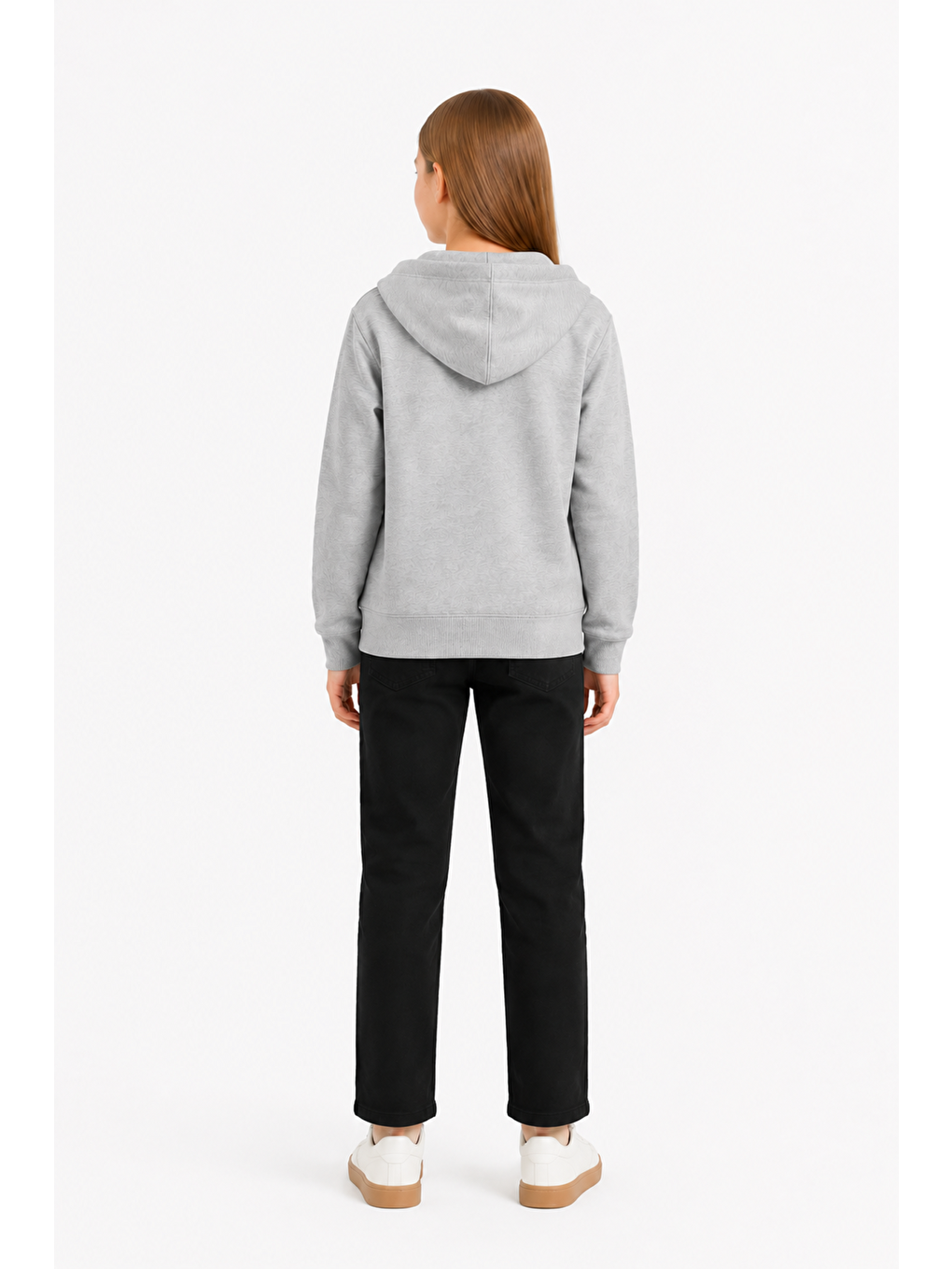 Gri Kız Çocuk Basic Fermuarlı Kalın 3 İplik Kışlık Okul Sweat Ak264495-4