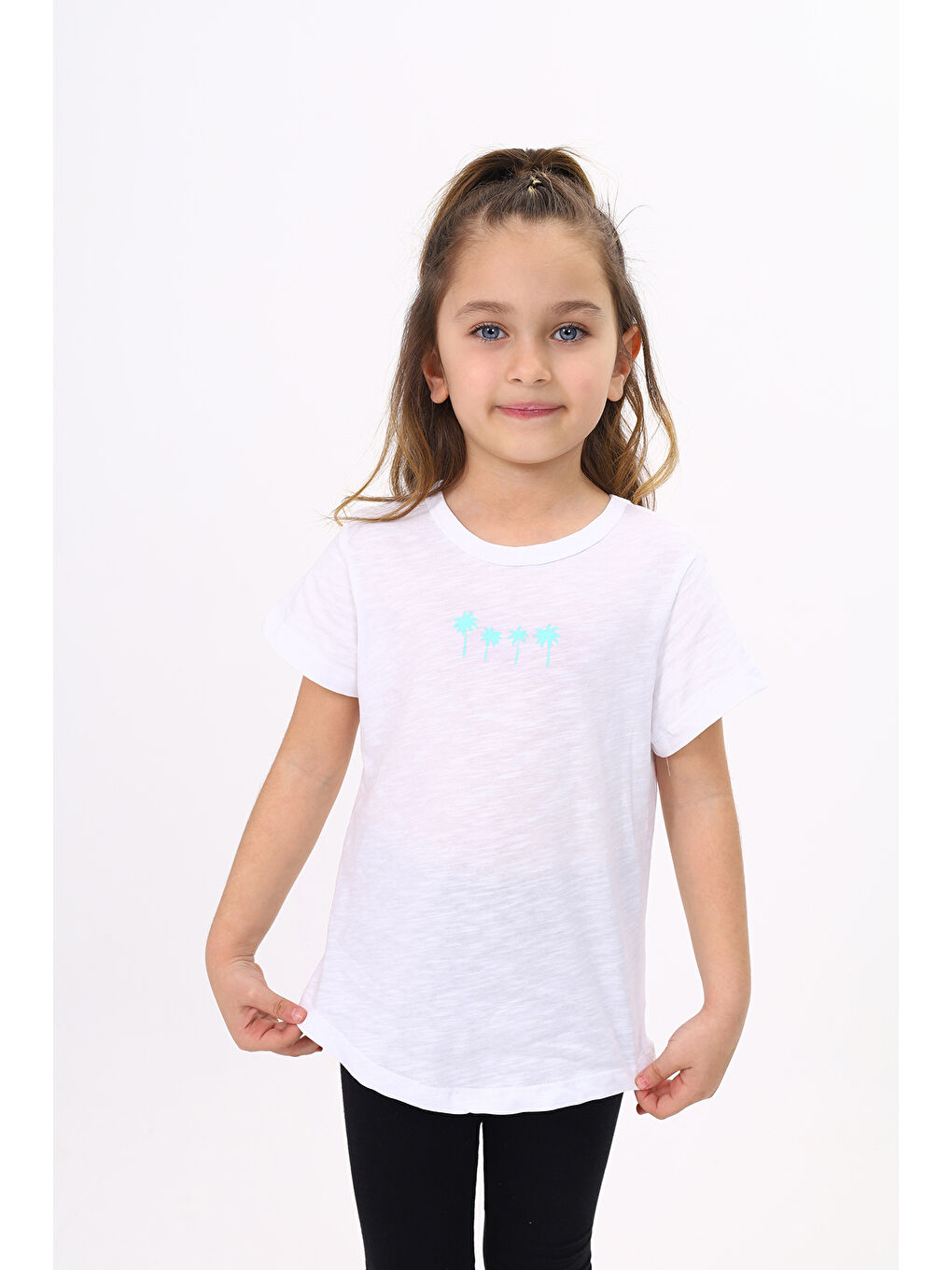 Beyaz Kız Çocuk Baskılı Tişört
