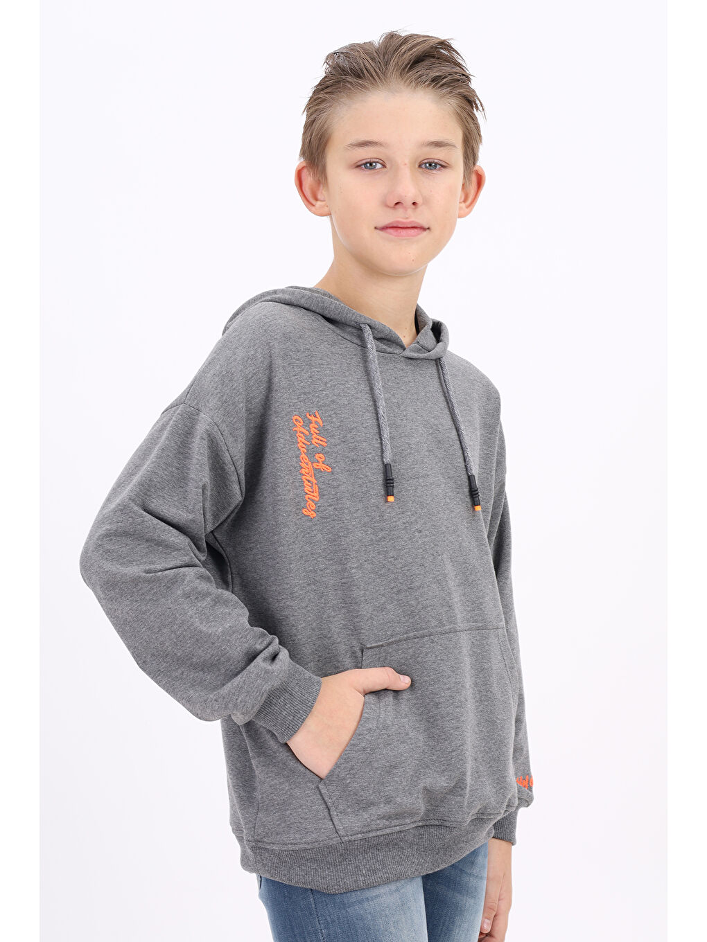 Antrasit Erkek Çocuk Nakışlı Sweatshirt