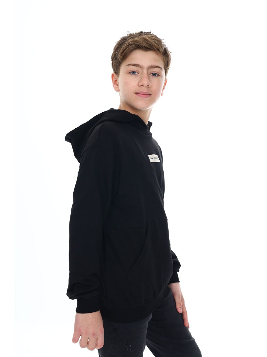 Siyah Erkek Çocuk Baskılı Sweatshirt-1