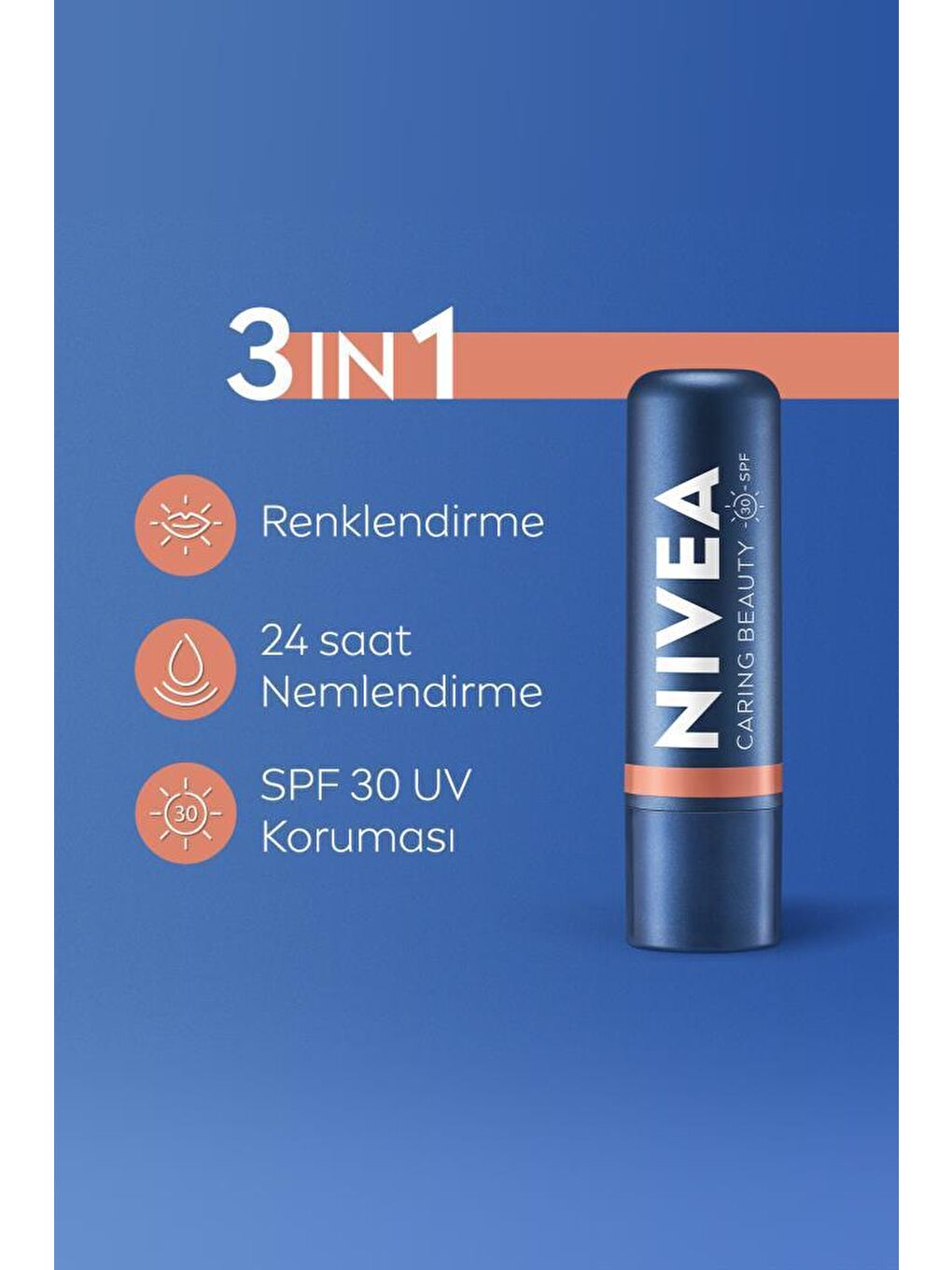 NIVEA Şeffaf Renkli Dudak Bakım Kremi SPF 30+ Dudak ve Yanaklar için - 1