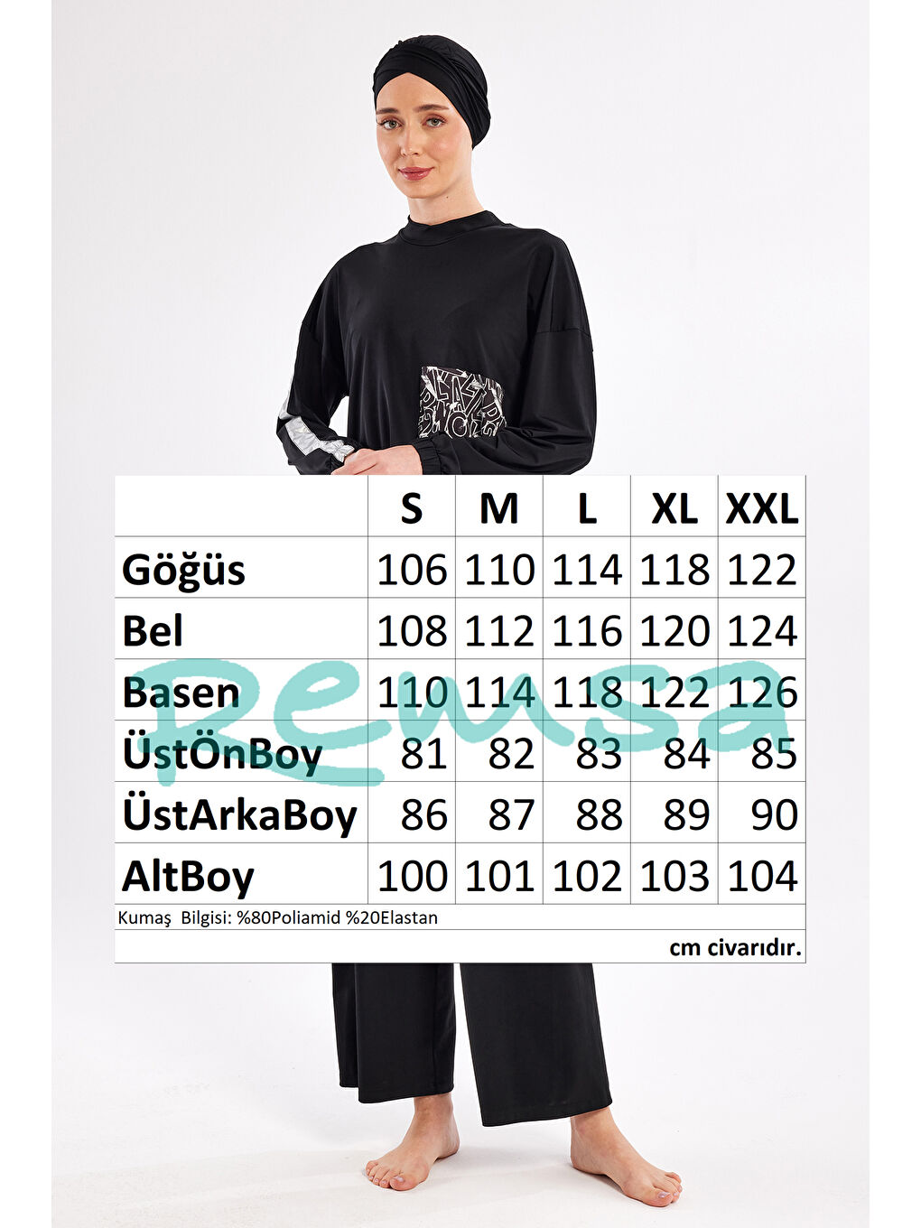 Elastanlı Bol Paça Tam Kapalı Tesettür Mayo 1117 Siyah01-3