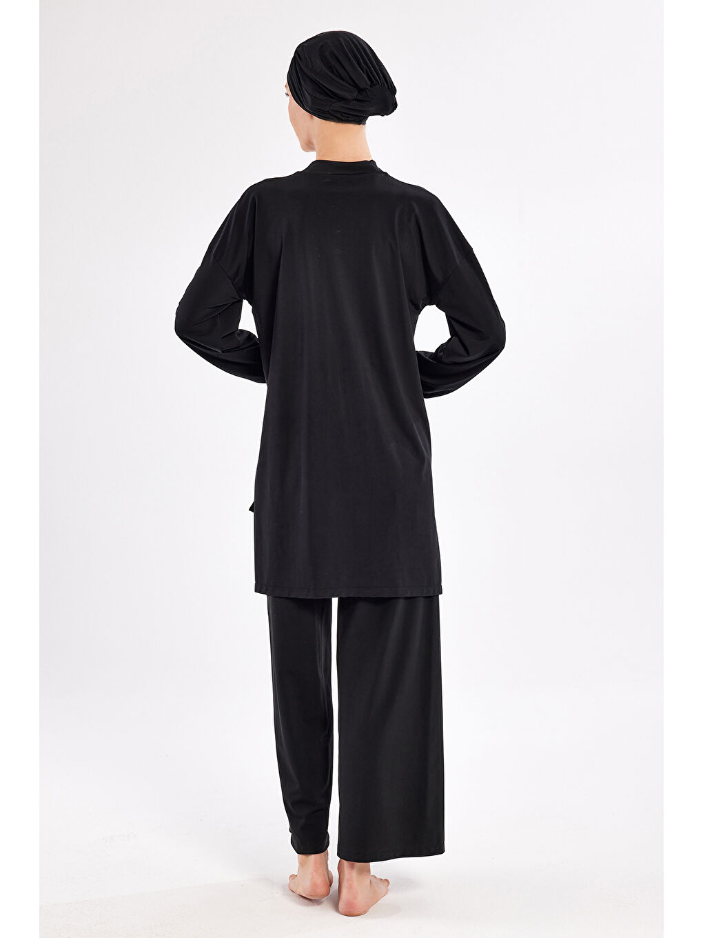 Elastanlı Bol Paça Tam Kapalı Tesettür Mayo 1117 Siyah01-4