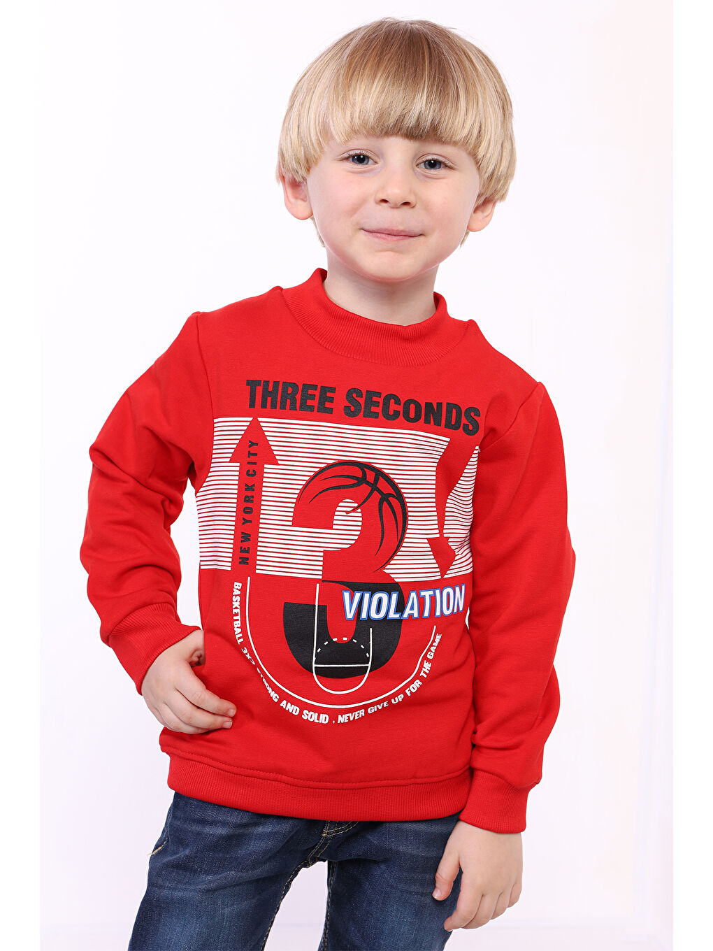 Toontoykids Kırmızı Erkek Çocuk 3 Vıolatıon Baskılı Sweatshirt