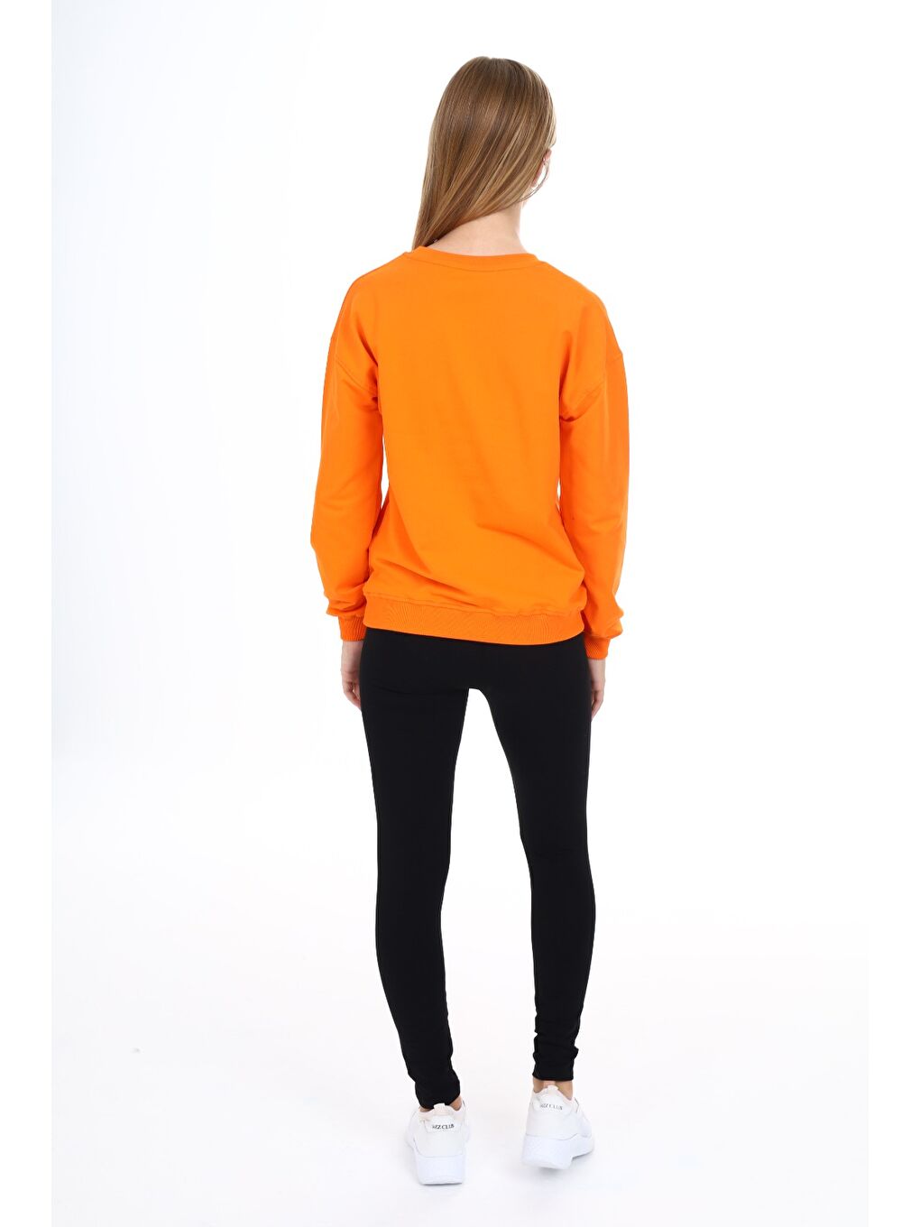 Turuncu Kız Çocuk Baskılı Taytlı Takım-3