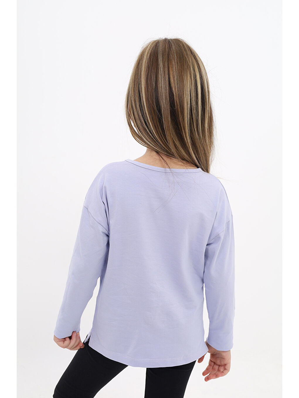 Lila Kız Çocuk Baskılı Tişört-2