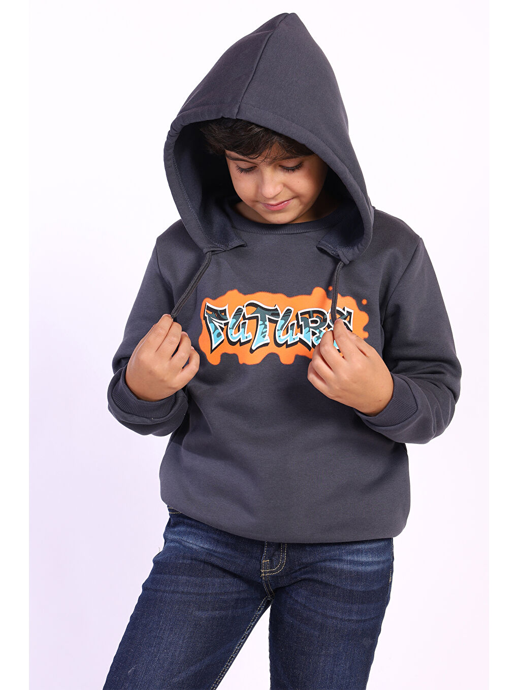 Toontoykids Füme Erkek Çocuk Kapüşonlu Sweatshirt