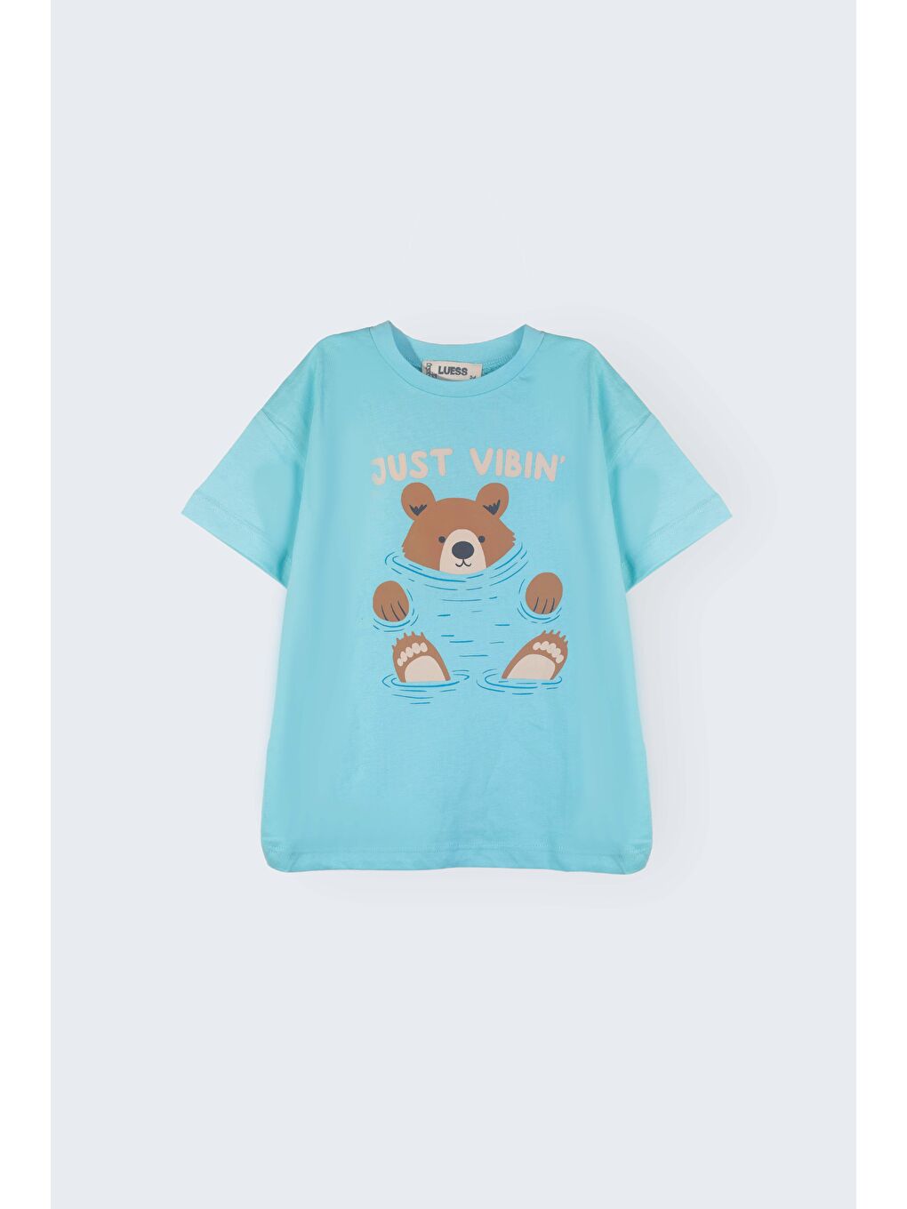 Turkuaz Erkek Çocuk %100 Pamuk Ayıcık Baskılı Tişört (3-4 Yaş 8-9 Yaş)