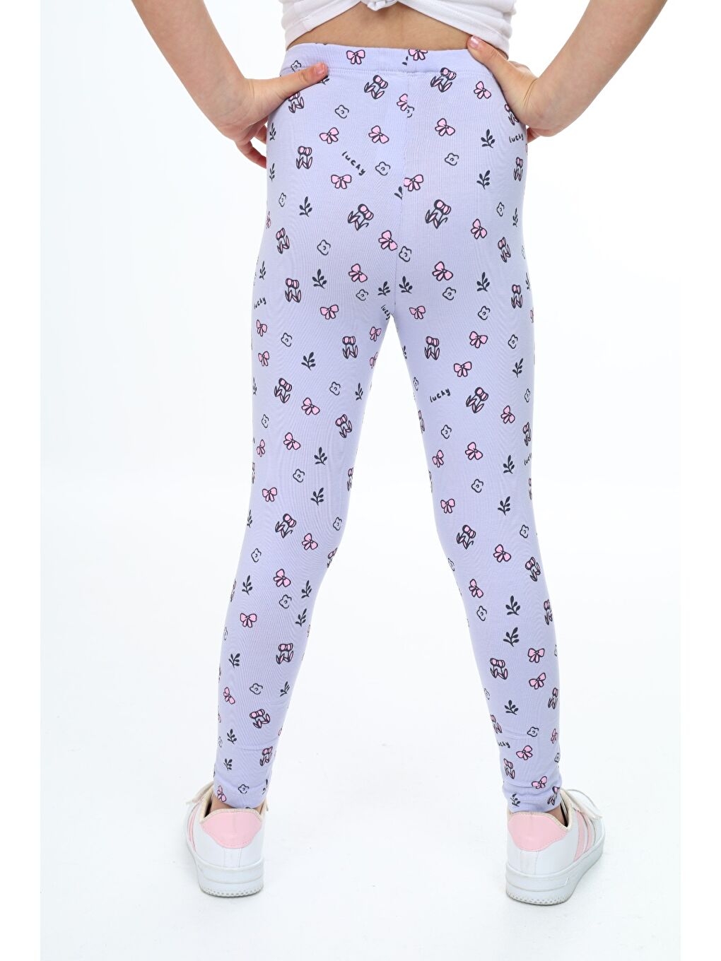 Lila Kız Çocuk Baskılı Tayt-1
