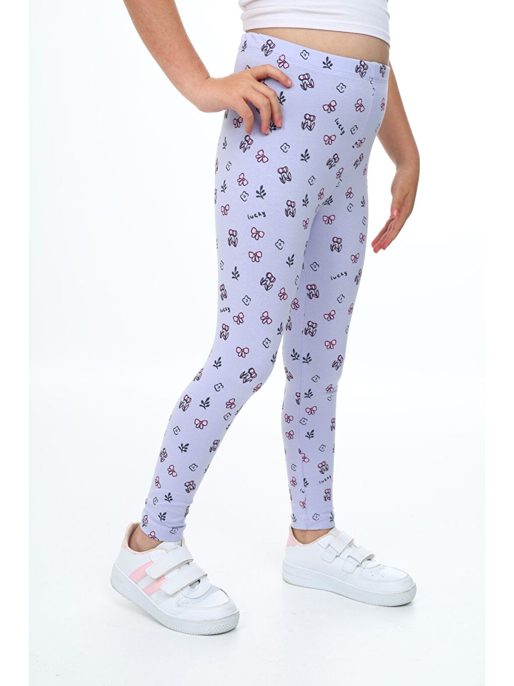 Lila Kız Çocuk Baskılı Tayt-2