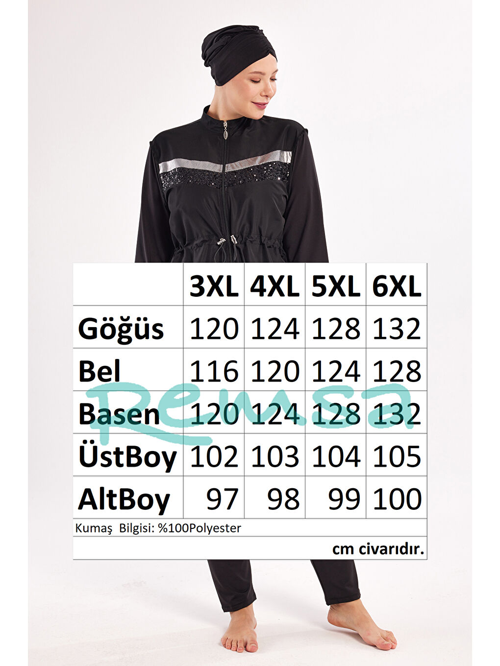 Gri Büyük Beden Tam Kapalı Tesettür Mayo 1802 Siyah04-2