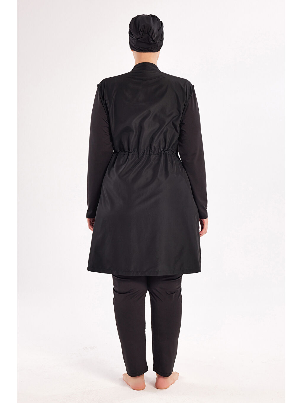 Gri Büyük Beden Tam Kapalı Tesettür Mayo 1802 Siyah04-4