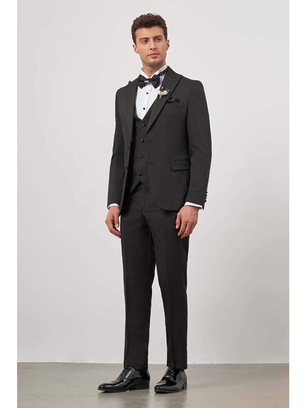 Siyah Yelekli 6 Drop Slim Fit Ceremony Takım Elbise 1001240205-1
