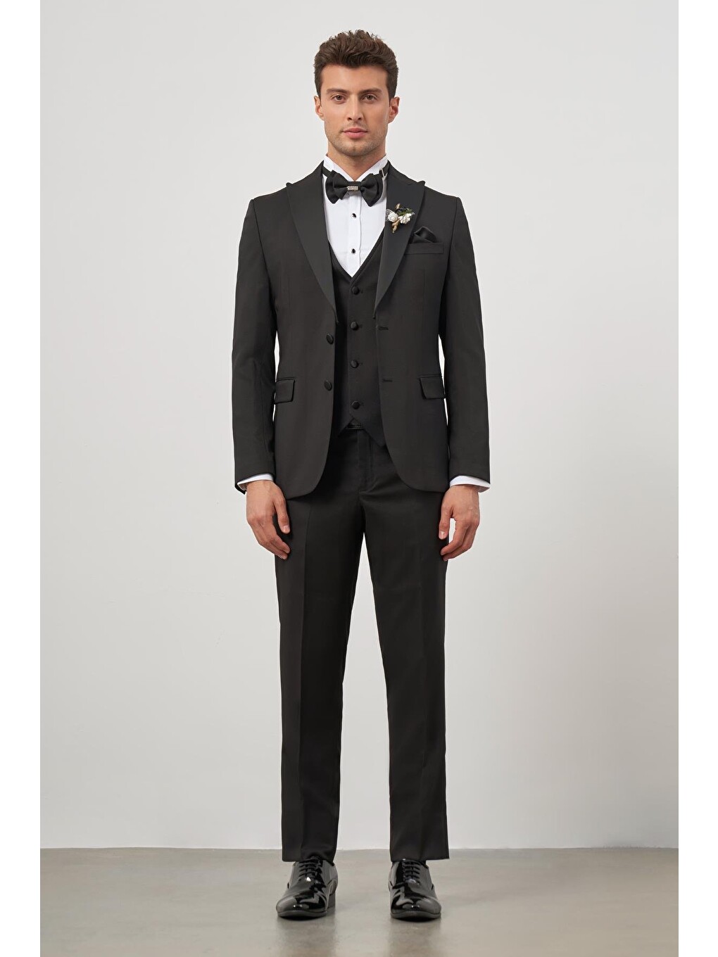 Siyah Yelekli 6 Drop Slim Fit Ceremony Takım Elbise 1001240205-3