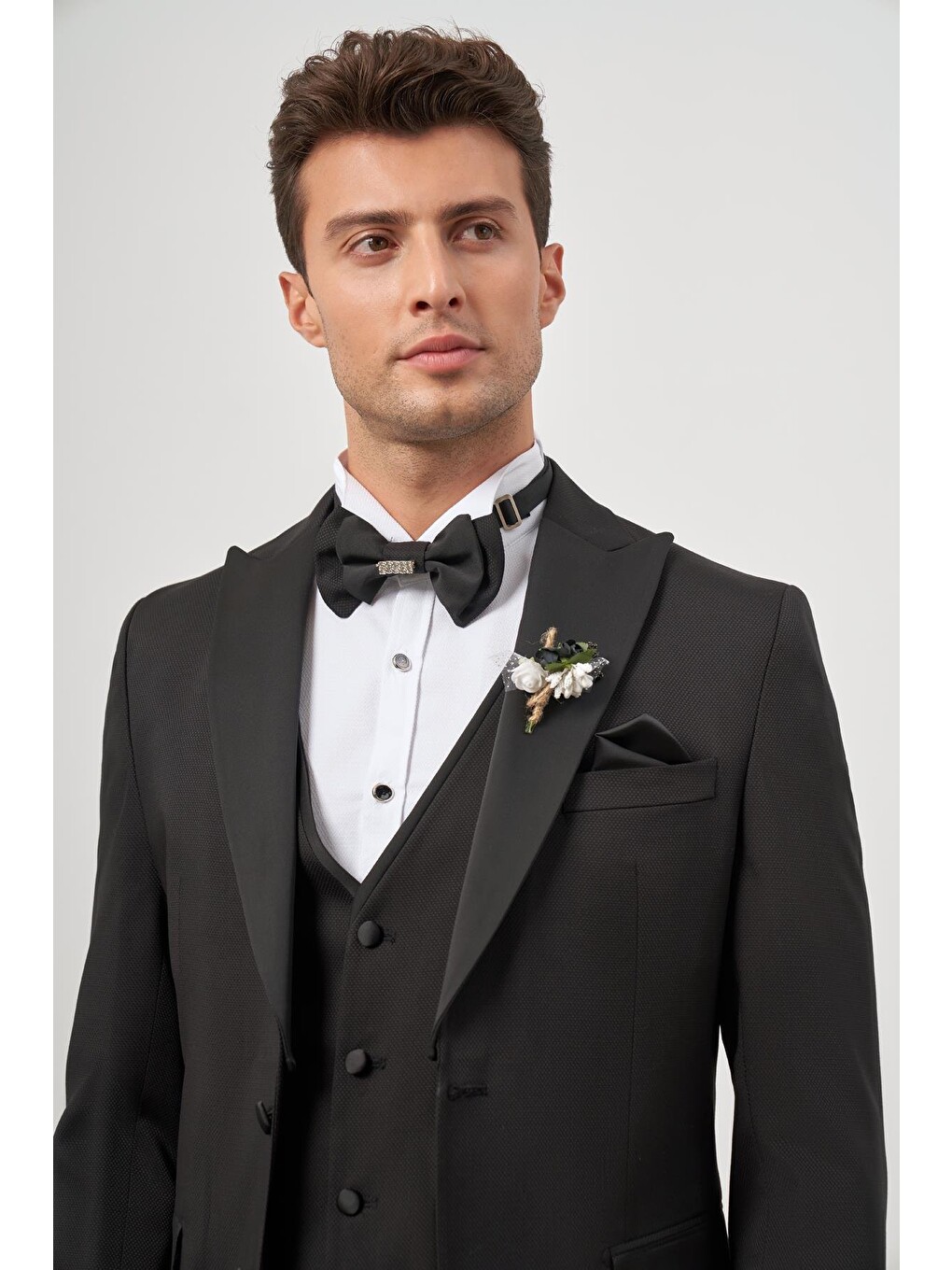 Siyah Yelekli 6 Drop Slim Fit Ceremony Takım Elbise 1001240205-4