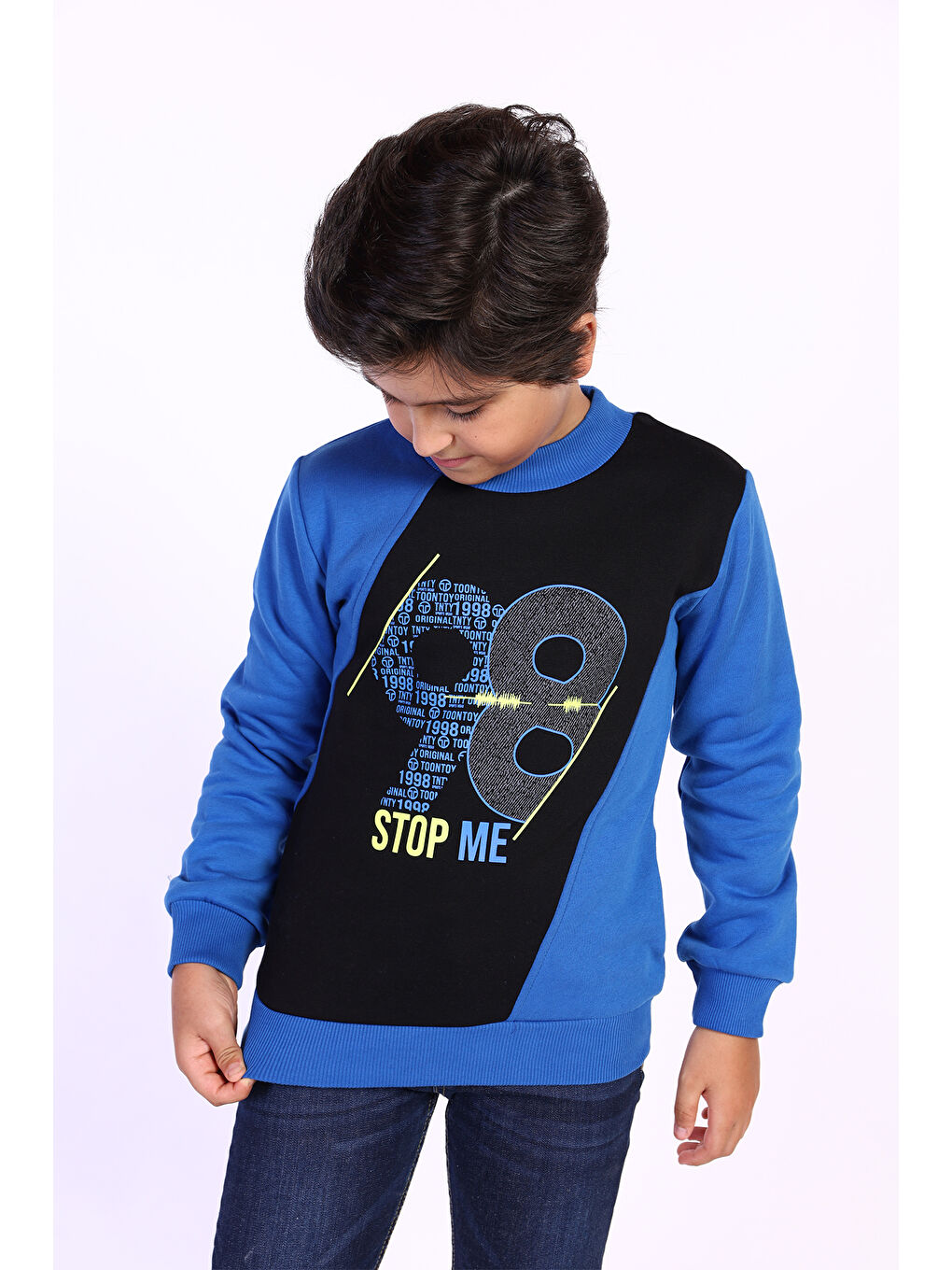 Toontoykids Mavi Erkek Çocuk Baskılı Sweatshirt